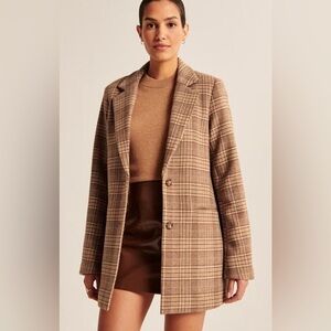 Abercrombie & Fitch Plaid Blazer in Brown and Tan